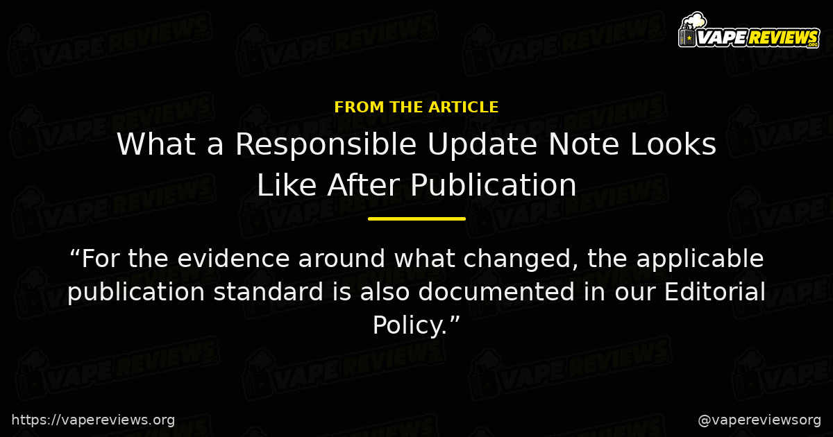 What a Responsible Update Note Looks Like After Publication article quote graphic